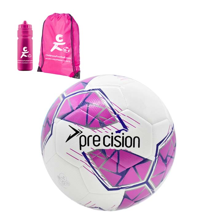 Childrens Football, Drawstring Bag and Sports Bottle Gift Set - Pink