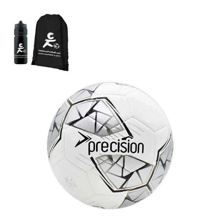 Childrens Football, Drawstring Bag and Sports Bottle Gift Set - Silver