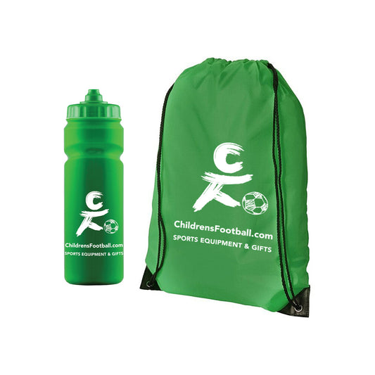ChildrensFootball.com Sports Water Bottle and Pump Bag Bundle - green