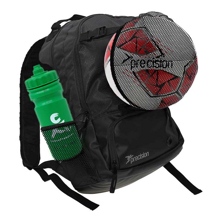 Backpack with football holder gift set wth football and sports water bottle