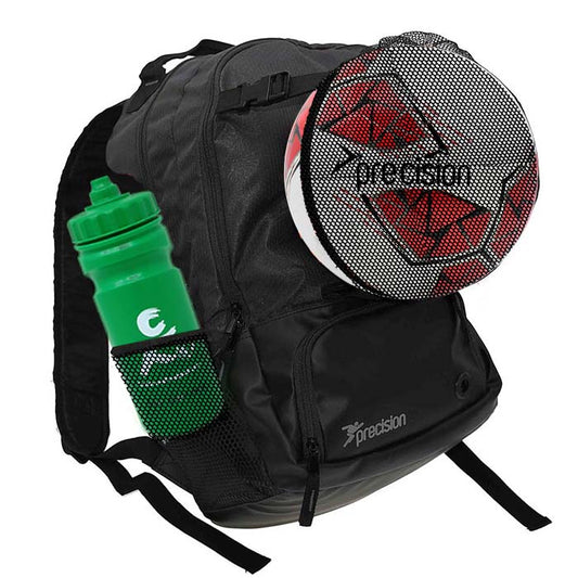 Backpack with football holder gift set wth football and sports water bottle