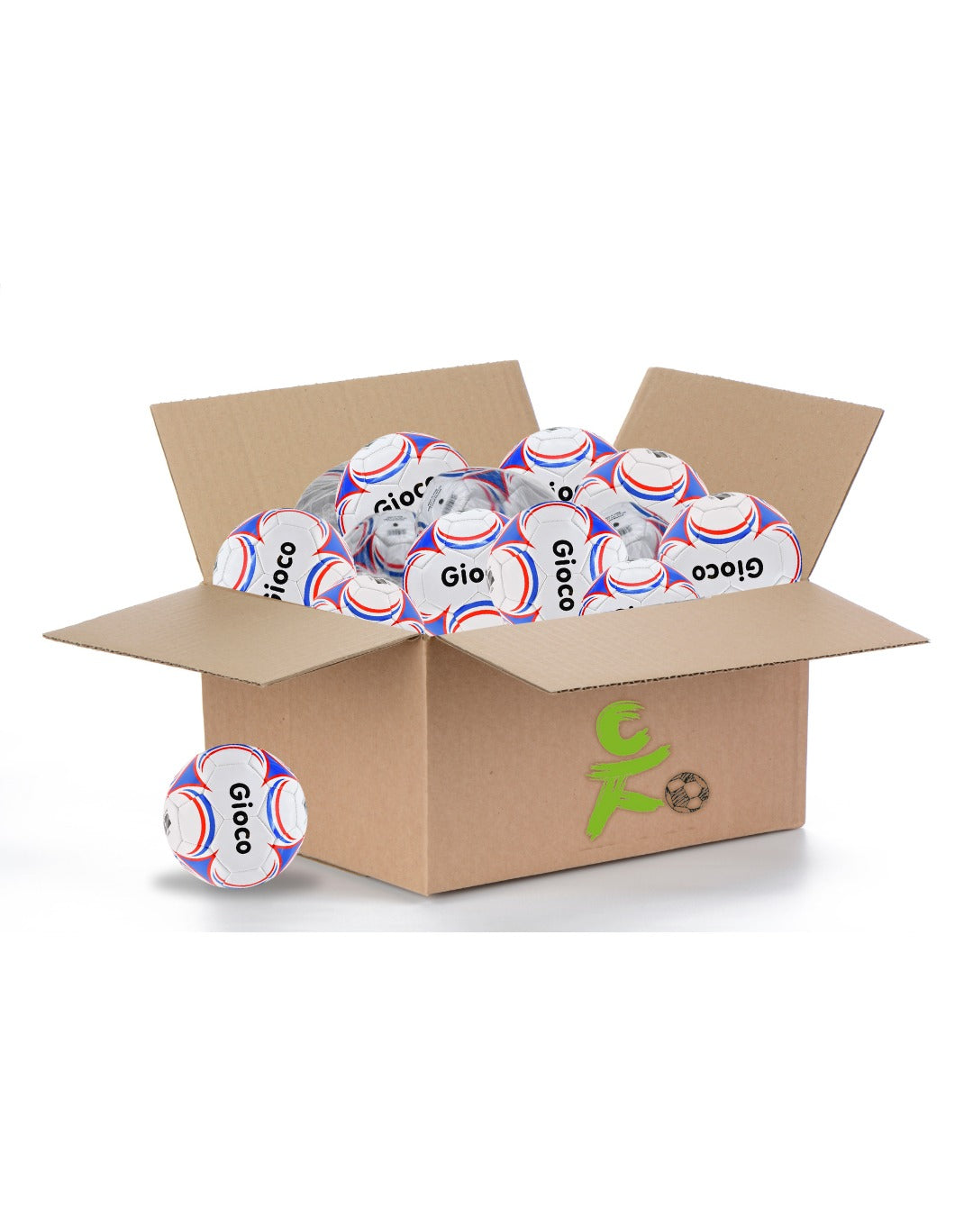 Box of Gioco soccer balls