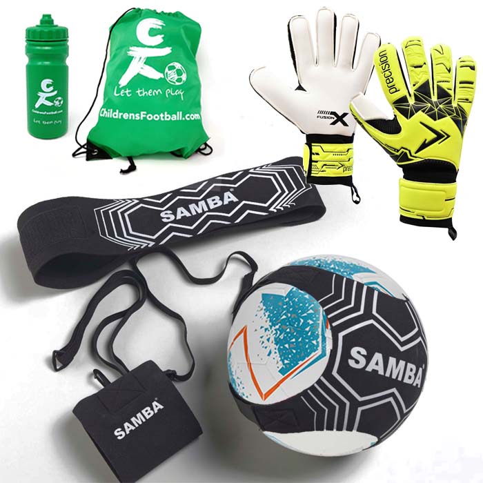 ChildrensFootball.com Goalkeeper Gloves, Skills Trainer & Football Gift Set