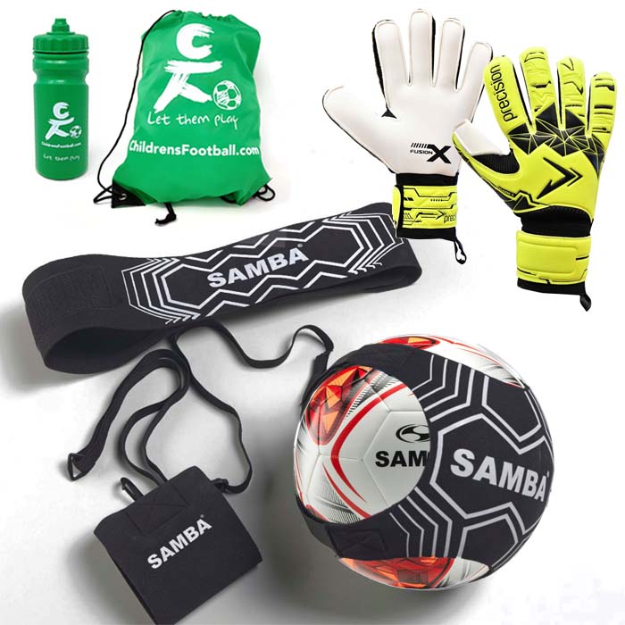 ChildrensFootball.com Goalkeeper Gloves, Skills Trainer & Football Gift Set