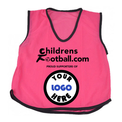 Packs of 10 Personalised Football Training Bibs with your logo - pink