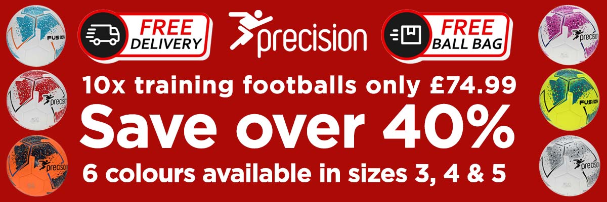 10 pack of footballs only £74.99 with free delivery and free ball bag - Precision Fusion Training Footballs on Sale