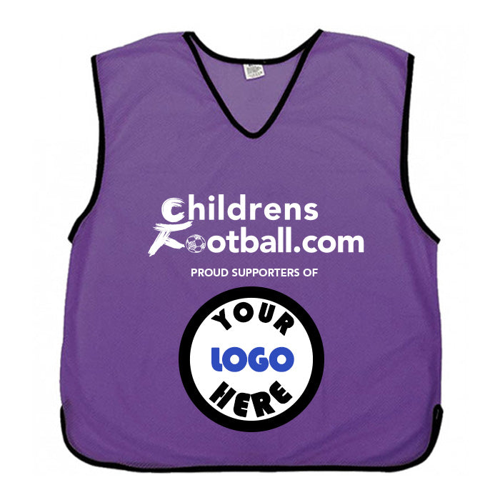 Packs of 10 Personalised Football Training Bibs with your logo - purple