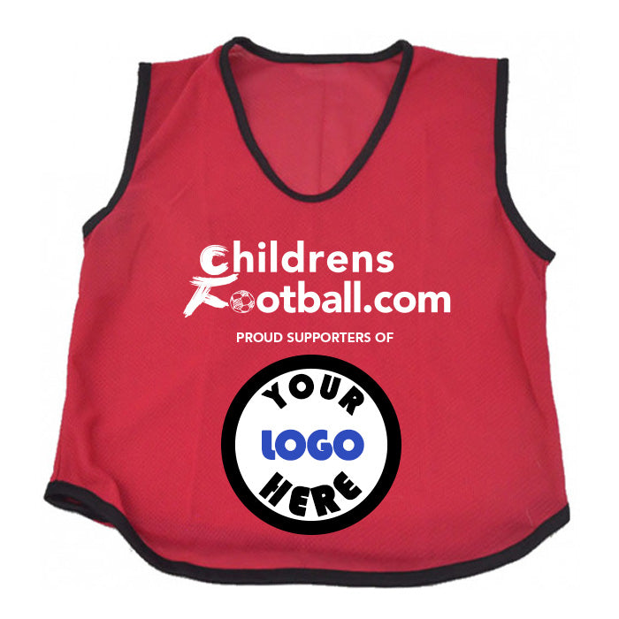 Packs of 10 Personalised Football Training Bibs with your logo - red