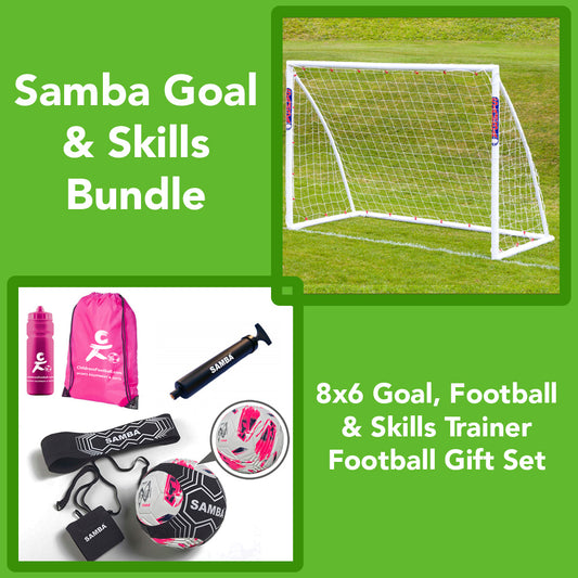Samba 8x6 Goal, Football & Skills Trainer Gift Bundle