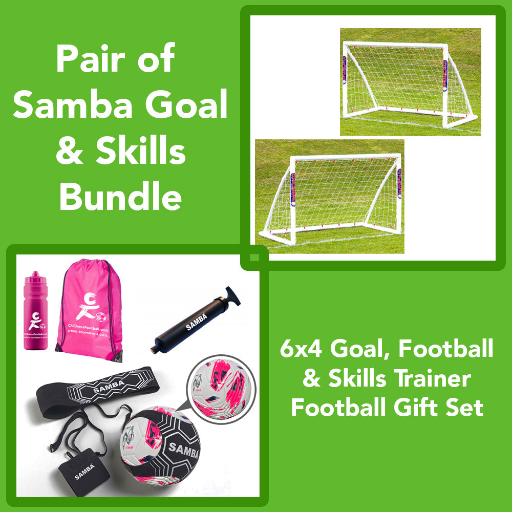 Pair of Samba 6x4 Goals, Football & Skills Trainer Gift Bundle