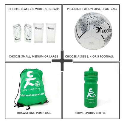 ChildrensFootball.com Shin Pads & Football Gift Set - white