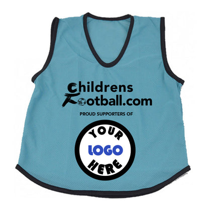 Packs of 10 Personalised Football Training Bibs with your logo - sky blue